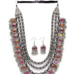 Shining Diva Fashion Latest Stylish Fancy Oxidised Silver Tribal Necklace Jewellery Set for Women