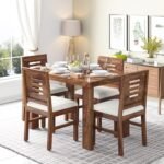 Winntage Furniture Sheesham Wood 4 Seater Dining Table Set Wooden Dining Table with Chair for Living Room