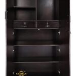 CASPIAN Engineered Wood Double Door Wooden Wardrobe (Coffee Black)